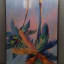 Framed Colorful Coastal Wall Art for Living Room Decor, Large Tropical Beach Palm Tree Canvas Artwork for Walls, 2 Piece Pop Paintings Prints for Hallway Bedroom Office Salon Wall Decor, 24x36 Inch