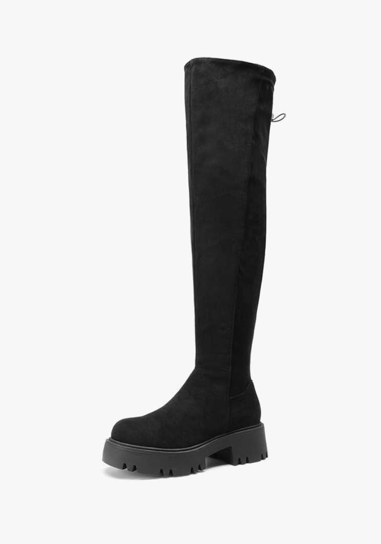 DREAM PAIRS Women's Platform Over The Knee Boots Lug Sole Round Toe Thigh High Long Chunky Block Heels Fall Boots, Size 9