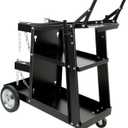 Welding Cart Heavy Duty Welder Cart for MIG/TIG Welder and Plasma Cutter, 3-Tier Welding Cart with Wheels Handles and Gas Tank Holder, Black, 27.7" x 11.4" x 29.7"