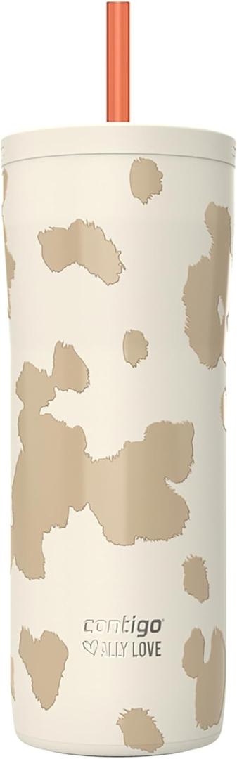 Contigo x Ally Love Streeterville Stainless Steel Tumbler with Straw, Easy Clean Lid, Leak Proof, BPA Free, 24oz, Oatmilk