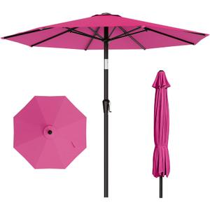 AreShark 10 FT Outdoor Patio Umbrella, Patio Table Umbrella with Push Button Tilt and Crank, Outdoor Patio Umbrellas with 8 Fiberglass Ribs, Patio Umbrellas for Market, Garden, Pool (Rose Pink)