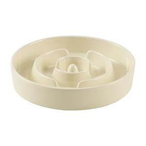 Havniva Ceramic 1.6 Cup Slow Feeder Dog Bowl for Medium and Large Breed, 8.2inch Puzzle Dog Food Dish, AntiGulping, Stop Bloat, Preventing Choking (Single BowlBeige)