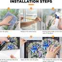 Floral Window Privacy Film Stained Glass Style Static Cling Sparkle Windows Sticker Non Adhesive Privacy Film Reusable Decorative for Room 17.5 x 39.3in (Flower 2)