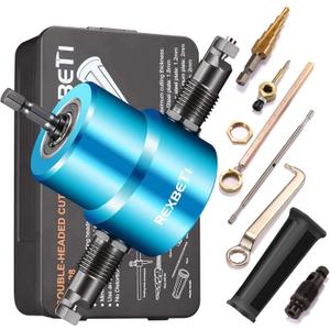 REXBETI Double Head Sheet Nibbler Metal Cutter, Quality Nibbler Drill Attachment for Straight Curve and Circle Cutting, Maximum 14 Gauge Steel