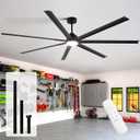 96 Inch Industrial Ceiling Fans with Light,Black HVLS Ceiling Fan with 6 Speeds Reversible Motor,High CFM Indoor/Outdoor Ceiling Fan with 7 Aluminum Blades for Barn shop,Commercial