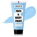 Light Blue Water Based Face Body Paint, 2.37 OZ Large Tube Full Coverage Face Paint for Corpse Bride Avatar Mermaid Cosplay Makeup,Washable Blue Body Painting for Adult Halloween SFX Makeup