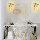 Rustic Wall Sconces Mason Jar Sconces Handmade Wall Art Hanging Design with Remote Control LED Fairy Lights and White Peony, Christmas Decor Gifts Farmhouse Home Decor Living Room Lights Set of Two