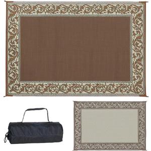 Stylish Camping Ming's Mark RD7 Stylish Camping Reversible Classical Patio Mat - 6' x 9', Brown/Beige