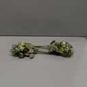 5 Stems 10 Heads Artificial Flowers Small Roses with Leaf Bouquet for Valentines Decoration Kitchen Wedding Office (2 Pack, Green)