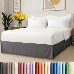 Pleated Bed Skirt Queen Size - 3 Sided Pleated Bed Skirt Queen - Soft, Easy Fit with 12 Inch Tailored Drop - Hotel Quality, Wrinkle Free & Fade Resistant - for Women, Men, Kids and Teens - Dark Grey