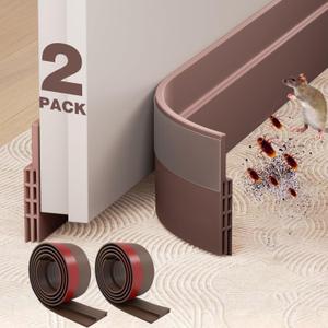 2 Packs Door Draft Stoppers, Under Door Draft Stopper, Door Soundproofing Strip for Noise Insulation, Weather Stripping Door Seal, 2" W x 39" L - Brown