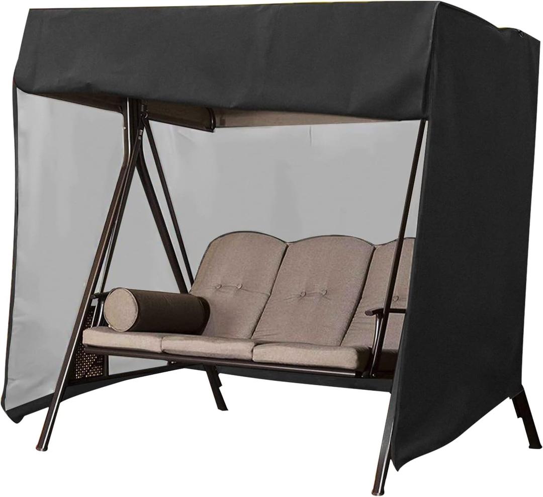 Swing Cover,3 Seaters,Outdoor Swing Covers,420D Waterproof Fabric,87'' x49'' x 67'',Swings Cover for Outdoor Furniture,Durable Waterproof UV Resistant Weather Protector (Black)