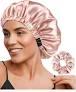 YANIBEST Adjustable Silk Bonnet Double Layer Satin Bonnet Hair Bonnet for Sleeping Bonnets for Women Hats Curly Natural Hair, Pink