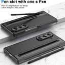 for Samsung Galaxy Z Fold 7 Case with Built-in Compact Writing Pen,Leather Texture,Hinge Protection Wireless Charging,Slim S Pen Phone Case Black 23-Z Fold7-01