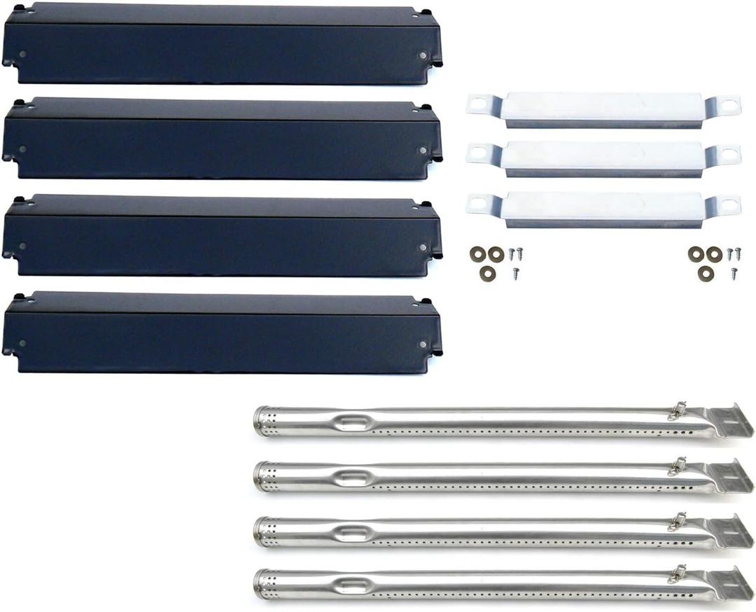 Direct Store Parts Kit DG149 Replacement for Charbroil 463247310,463257010 Gas Grill Burner,Crossover Tubes,Heat Shield-4 Pack (SS Burner + SS Carry-Over Tubes + Porcelain Steel Heat Plate)