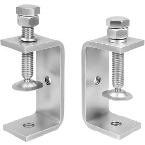 2-9/16 Inch C Clamp, 2 Pcs 304 Stainless Steel C Clamps, for WoodWorking, Small U Clamps for Mounting, Mini Desk Clamps with Stable Wide Jaw Opening & Protective Pads/I-Beam Design (65mm)