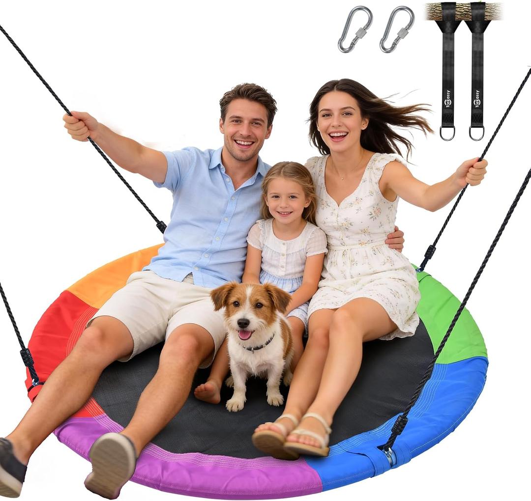 Trekassy 48 Inch Saucer Tree Swing, 700lbs Capacity Round Swing for Kids Adults Outdoor Backyard, 900D Oxford Waterproof with Adjustable Ropes