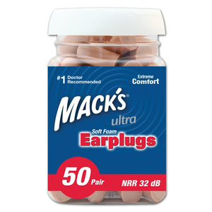 Mack's Ultra Soft Foam Earplugs with High Noise Insulation Value Pack, 50 Pairs, Beige