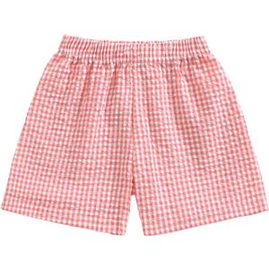Kids Toddler Boys Girls Gingham/Seersucker Shorts Elastic Waist Plaid/Striped Elastic Waist Shorts Pants Bottoms