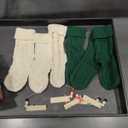 Personalized Christmas Stockings - 18 Inches Hanging Stockings with DIY Snowman Name Tags, 6 Pack Large Size Knitted Stockings for Mantels, Christmas Tree Family Holiday Decor, Green and White