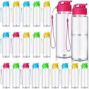 Mifoci 20 Pieces Water Bottle Bulk 17 oz Plastic Water Bottles Bulk Gym Sports Adults Reusable Large Bottles with Leak Proof Flip Top for Party Outdoor (Colorful)