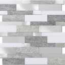 BeNice Backsplash Peel and Stick Wall Tiles for Kitchen,Subway Self Adhesive Linear Mosaic Stickers Bathroom Waterproof(5 Sheets, Rustic Gray) (5Sheets, Rustic Gray)