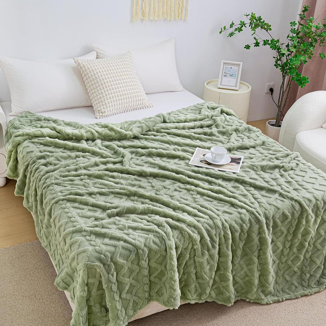Aganear Blanket King Size - Lightweight, Portable, Fuzzy, Cozy Soft Blanket for Couch, Bed, Office; Breathable, Skin-Friendly for All Season Accessories (108"x90", Sage Green)