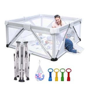 Baby Playpen Foldable, Heyo.Ja Large Play Yard, Playpen for Babies and Toddlers, Play Pens for Babies and Toddlers with Gate, Indoor & Outdoor Portable Play Pen (59"59") (Gen A-Grey)