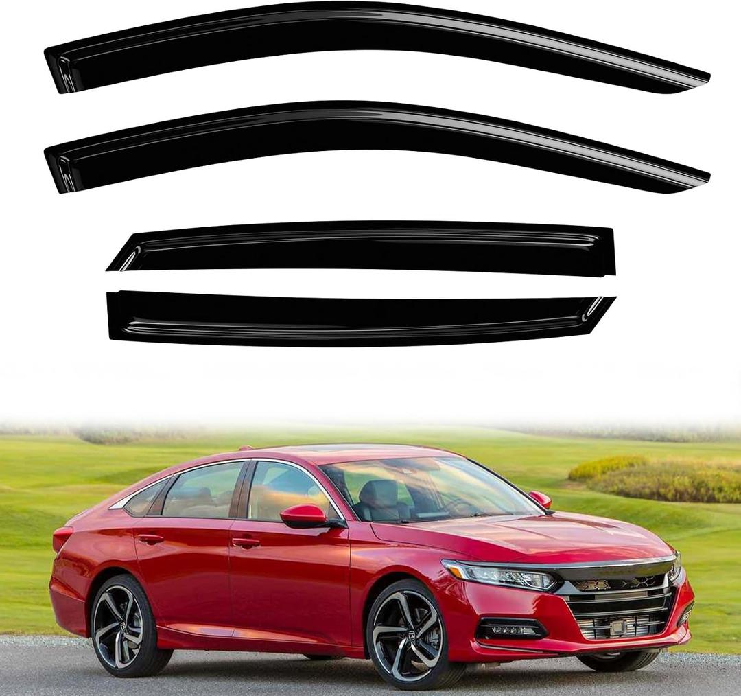 4PC Rain Guards for 2018-2023 Honda Accord Window Visors Deflectors Sun Shades Vent Tape On Out Channel