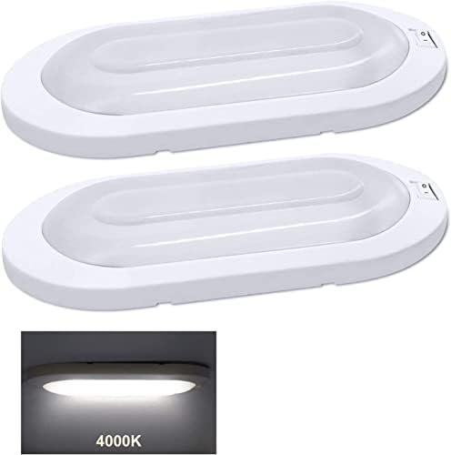 Facon 12V LED Bright RV Pancake Light Surface Mount - 2 Pack, 12Volt Interior Light with Switch, for RV Motorhomes Camper Caravan Trailer Boat, 4000K