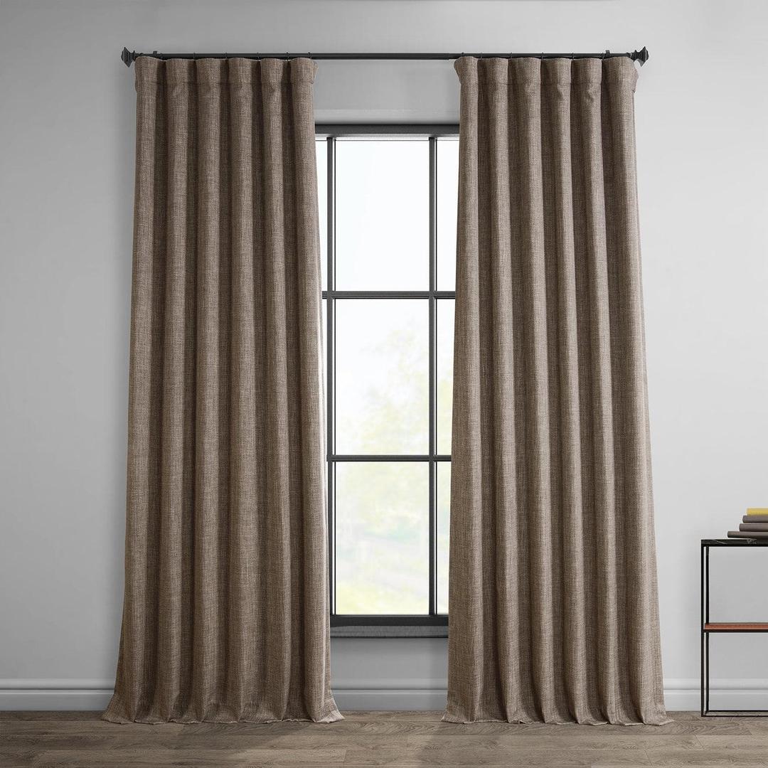 Brown Linen Textured Blackout Curtains 108 Inches Long for Living Room, 100% Light Blocking Curtain Drapes Chocolate Brown 50 by 108 Inch Length 2 Panels