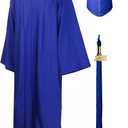 GraduationMall Matte Graduation Gown Cap Tassel Set 2025 for High School and Bachelor, Size 54