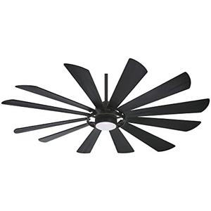Minka Aire F870L-TCL Windmolen 65" Outdoor Ceiling Fan with LED Light and Remote Control, Textured Coal