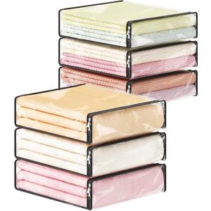 Lifewit 14L Clear Sheet Storage Bags with Zipper 6 Pack, Plastic Sweater Storage Bins for Clothing, Vinyl Foldable Clothes Containers Organizers for Closet, Blankets, Bedding 15.7 x 13.8 x 3.9 Inch