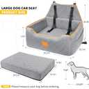XIEEAOZEE Dog Car Seat for Large/Medium Dog, Booster Seat for Dogs Under 55Lbs or 2 Small Puppy, Detachable and Washable Travel Pet Bed with Thick Cushion and Storage Pockets (Gray)