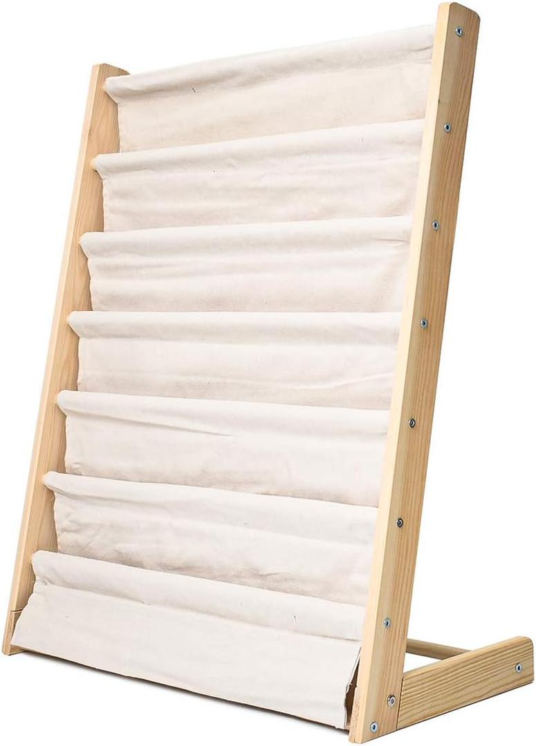 Sling Bookshelf Kids Book Rack Storage, Natural Beige (Beige, W:60cm)