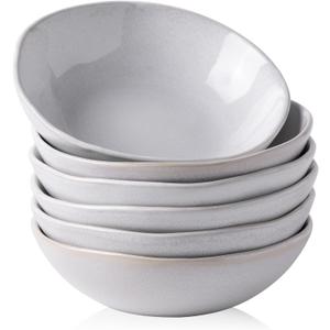 AmorArc Ceramic Cereal Bowls Set of 6, 24 oz Handmade Stoneware Bowls Set for Cereal Soup Salad, Stylish Kitchen bowls for Meal, Dishwasher & Microwave Safe, Reactive Color