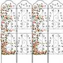 hogardeck 4 Packs 84 * 19 inch Metal Garden Trellis for Climbing Plants Outdoor,Heavy Duty,Black Coating Rustproof Trellis for Rose, Vegetable, Flowers, Expandable,Perfect for Training Climbing Plants