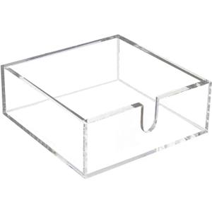 Pack Of 2 Cocktail Napkin Holder, Acrylic Napkin Caddy for Table, Square Napkin Dispenser for Bar, Kitchen, Party, Dinner, 5.5x5.5x2" (Clear)