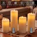 Rossesay 4 Pcs 8" 10" 12" 14" X 5" Flameless Candles, White, Elegant