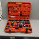 JoyFans Coolant Pressure Tester Kit, Cooling System Coolant Vacuum Refill Kit Automotive Tools Works on Radiator Leak Test & Coolant Fill Purge Service for Cars Trucks Airlift (20"x18"x4", Red Suitcase)