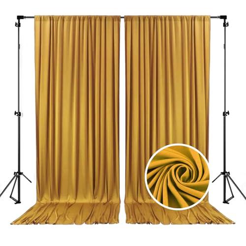 10 x 10 Feet Gold Backdrop Curtain for Partie, Stain Background Curtains for Photoshoot, Birthday, Wedding, Halloween, Thanksgiving, Christmas, New Year Party Decorations 5Ft x 10Ft, 2 Panels