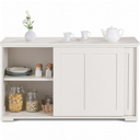 Kitchen Storage Cabinet Sideboard Buffet Cupboard Wood Sliding Door Pantry White