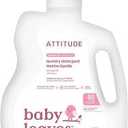 ATTITUDE Baby Laundry Detergent Liquid, EWG Verified, Safe for Baby Clothes, Infant and Newborn, Vegan and Naturally Derived Washing Soap, HE Compatible, Unscented, 80 Loads, 67.6 Fl Oz