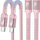 USBC Cable 10FT, 2Pack Long USBC Fast Charging Cable, Nylon Braided USB C to USB C iPhone Charger Cord Compatible with iPhone 17/16/15/Pro Max/Plus/Samsung Galaxy S23/LG and More-Pink