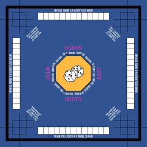 Mahjong Mat for Table 33''x33'', Non-Slip Mahjong Cloth Cover with Game Rules, Mahjong Tablecloth for Poker, Board Games Table Mat, Card Games, Tile Games, Dominoes (Blue)