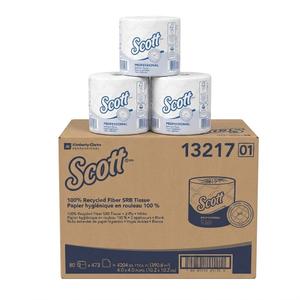 Scott Professional Standard Roll Toilet Paper, Bulk, 80 Rolls (13217) | 473 Sheets/Roll, 2-Ply, 100% Recycled Fiber, Individually Wrapped, Elevated Design, Standard Tier