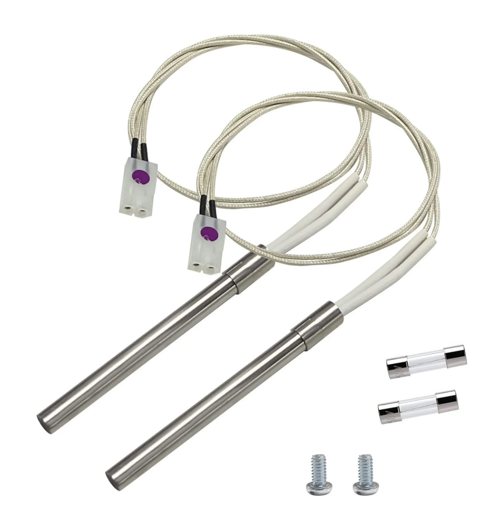 YAOAWE 2 Packs Upgraded Igniter Replacement for Pit Boss and Camp Chef Grill, Hot Rod Ignitor Parts Kit with 2pc Fuse, 200W 120V