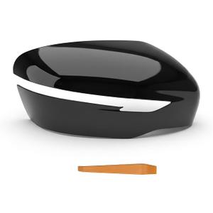 Passenger Right Side Rear View Mirror Cover Cap Compatibility With 2014-2019 Nissan Rogue (WITH Turn Signal ONLY), Painted G41 Magnetic Black Pearl, Door Mirror Housing Replacement