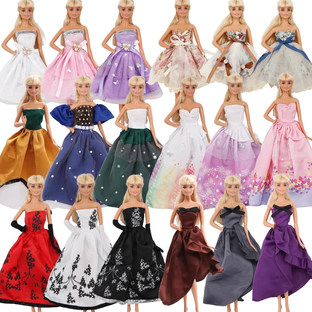 Doll Dress Set with Handmade Doll Clothes Wedding Party Dresses Gown Includes Gloves for 11.5 Inch Girl Doll（5 Styles）